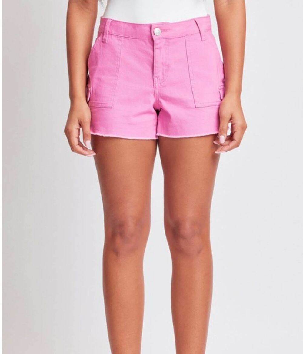YMI | Cotton Blend Stay Hip Preppy Summer Cargo Frayed Hem Jean Shorts Denim